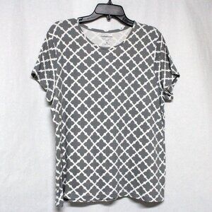 Croft & Barrow Women's XL or Extra Large Gray & White Short Sleeve Classic Tee